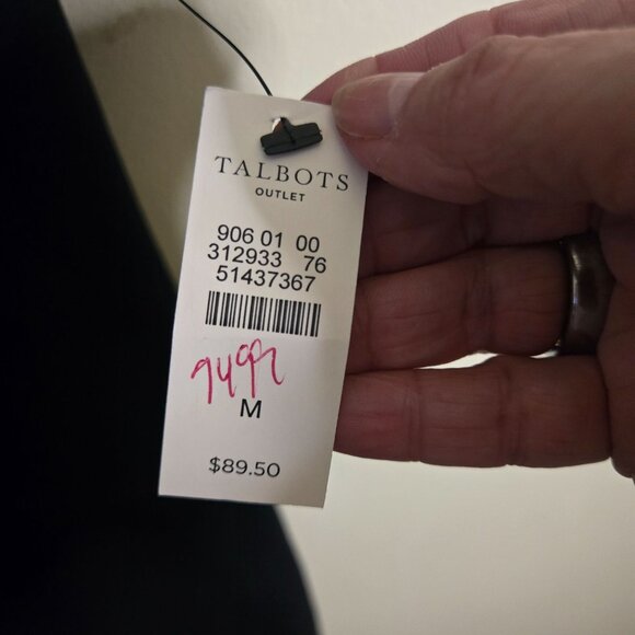 Talbots NWT Eyelet Interlock Shift Dress Black Classic Sustainable Cotton Size M - Picture 6 of 8